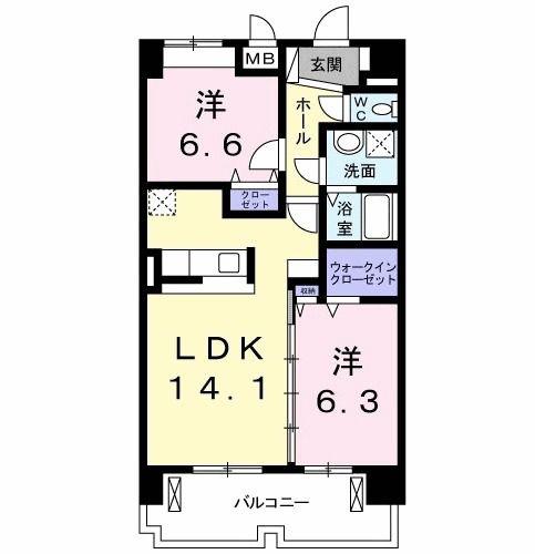 ウィステリア(2LDK/3階)の間取り写真