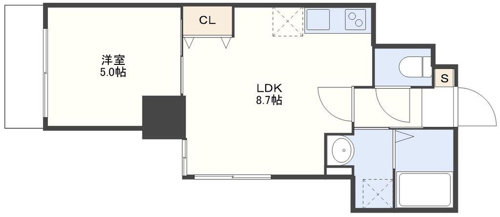 FORBIS寄合町(1LDK/8階)の間取り写真