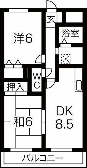 グリーンコート西脇(2DK/2階)の間取り写真