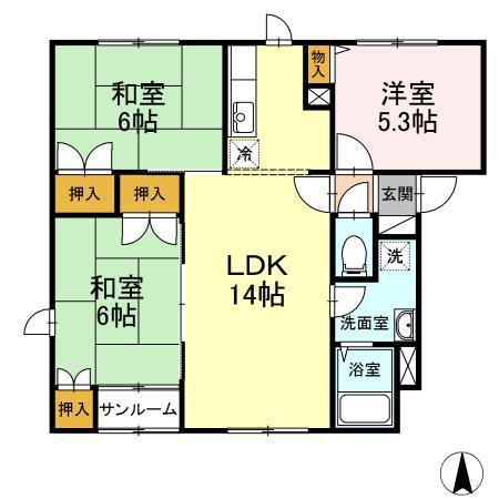 アーバンサイトA(3LDK/1階)の間取り写真