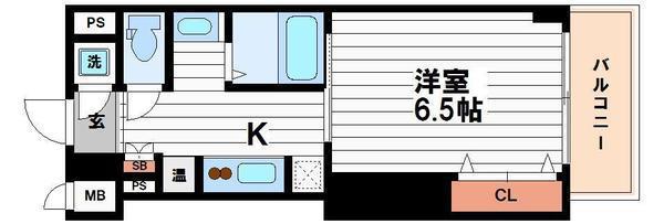 アパルト谷町(1K/2階)の間取り写真