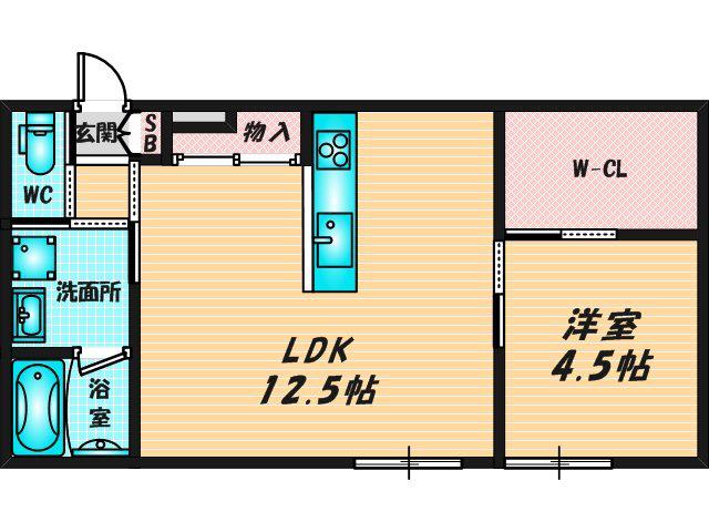 LUXE本町(1LDK/1階)の間取り写真