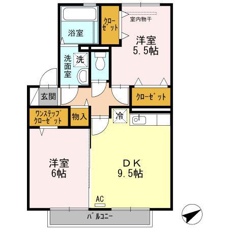 スターパレス下松 ヘラクレス館(2DK/2階)の間取り写真