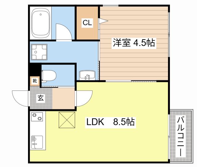 メゾン・ド・メグ湖南(1LDK/1階)の間取り写真
