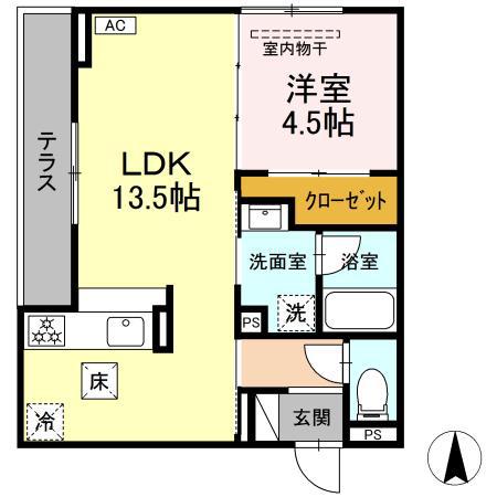 D-AVANCE西塚(1LDK/1階)の間取り写真