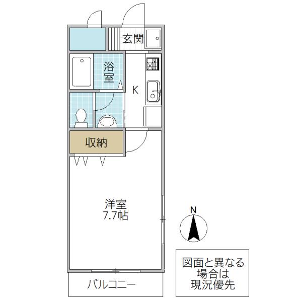 パームヒルズ(1K/1階)の間取り写真