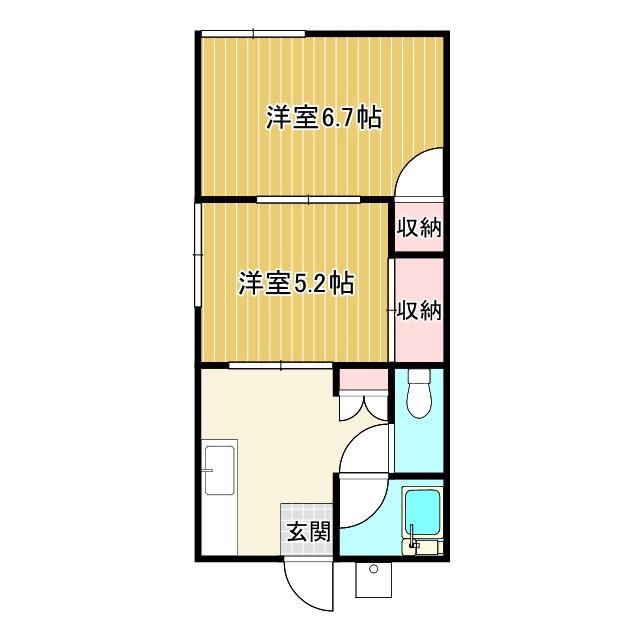 第1鈴木ハイツ(2K/2階)の間取り写真