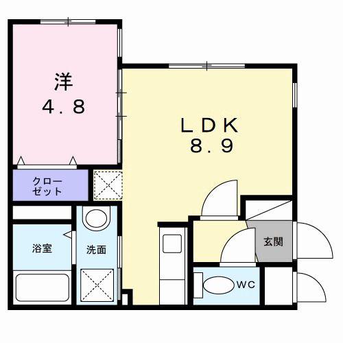 LUNA CLARIS 菊水(1LDK/4階)の間取り写真