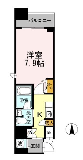 カスタリア堺筋本町(1K/12階)の間取り写真