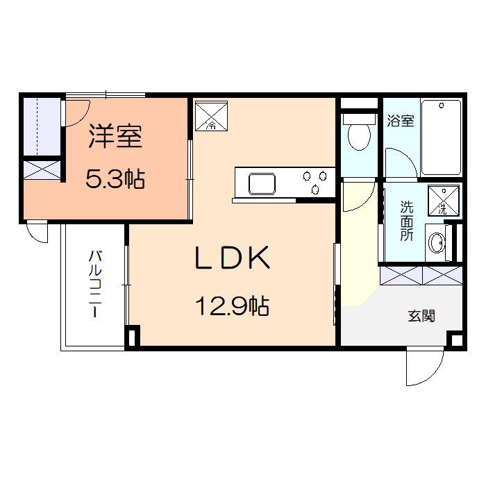 モンブルーカルム(1LDK/2階)の間取り写真