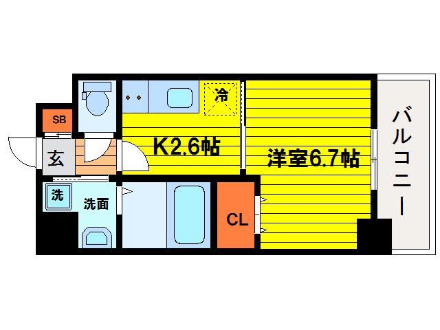 S-FORT福島LALUNA(1K/8階)の間取り写真