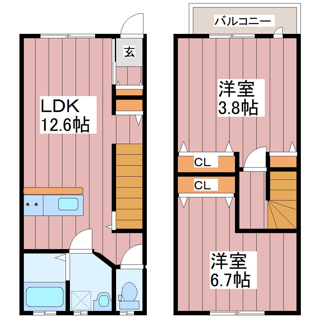 COCO MAISON I(2LDK/1階)の間取り写真