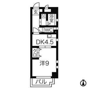 ユーハイツ三和II(1DK/3階)の間取り写真
