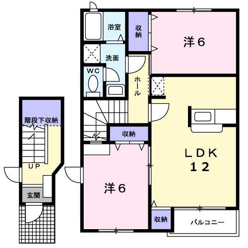 ドゥ・ソレイユ(2LDK/2階)の間取り写真