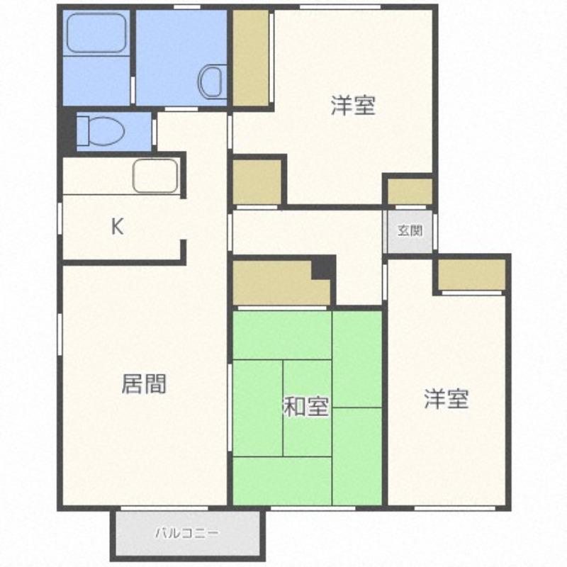オークヒルコートE(3LDK/1階)の間取り写真