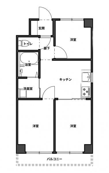 秀和田町レジデンス(3DK/6階)の間取り写真