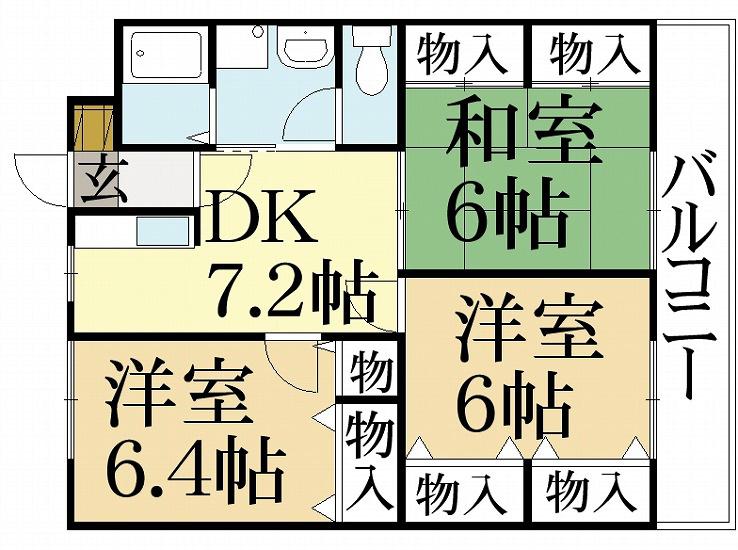 パレス花園(3DK/2階)の間取り写真