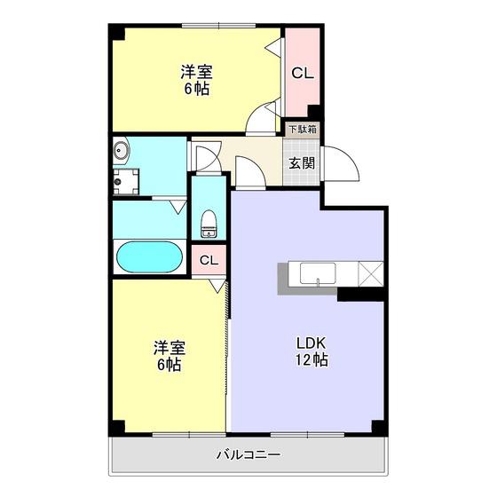 アーバン丸山(2LDK/1階)の間取り写真