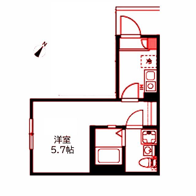 プライム大口(1K/2階)の間取り写真