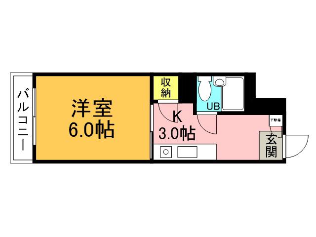 アイビースクエア広島(1K/3階)の間取り写真