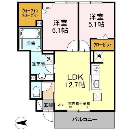 JR東海道本線 東静岡駅 徒歩31分 2階建 築8年(2LDK/1階)の間取り写真