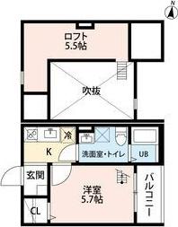 PASTOSO K (1K/2階)の間取り写真