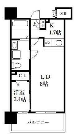 グランフォーレプライム大手門(1LDK/12階)の間取り写真