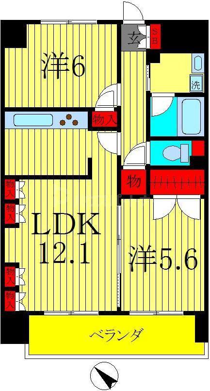 エスペランス・YAMADA(2LDK/2階)の間取り写真