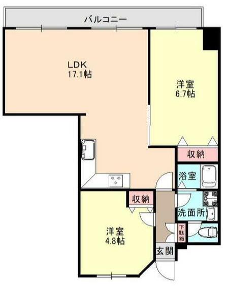 エイム柏(2LDK/2階)の間取り写真