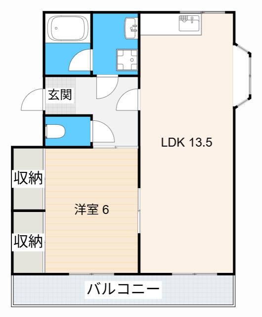シェリールA棟(1LDK/2階)の間取り写真