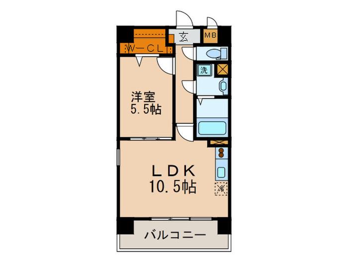 プロニティ空港前(1LDK/5階)の間取り写真