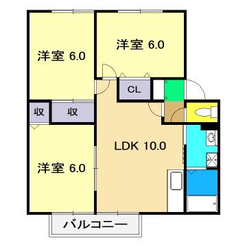 エトワール高見(3LDK/1階)の間取り写真