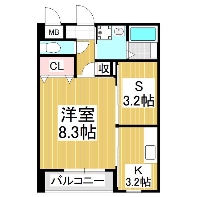 ミミディアン(1SK/2階)の間取り写真