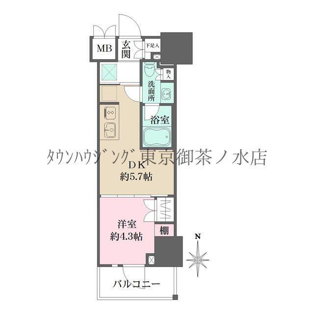 ルフォンプログレ元浅草マークス(1DK/5階)の間取り写真