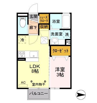 ボスコリザイア(1LDK/1階)の間取り写真