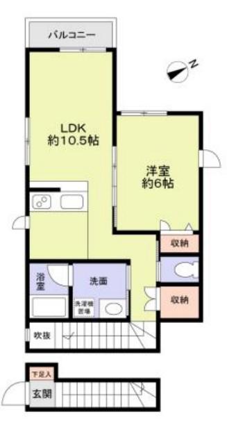 LE BLANC 鷺沼(1LDK/2階)の間取り写真