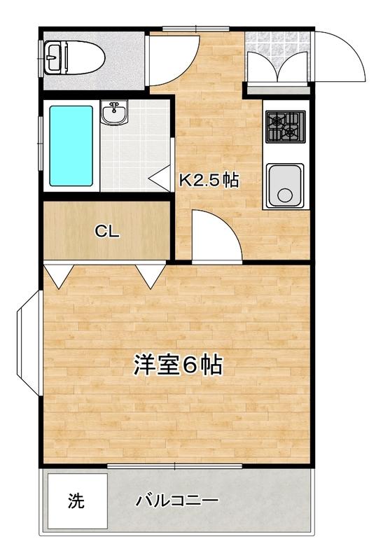 プラムハイツ(1K/2階)の間取り写真