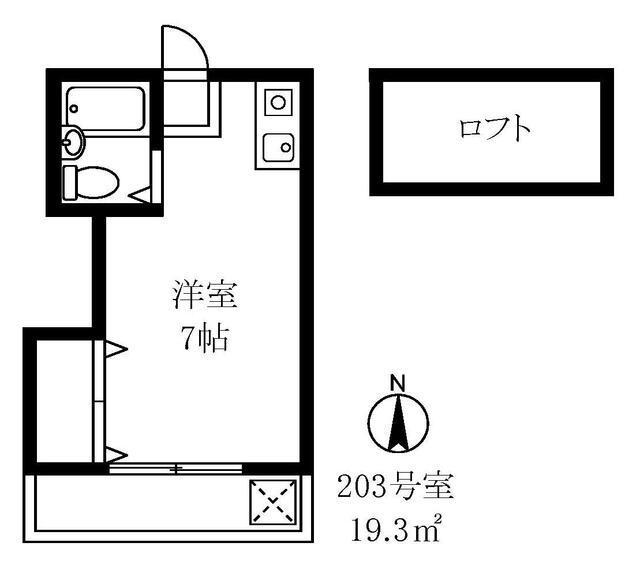 CASA滝王子(ワンルーム/2階)の間取り写真