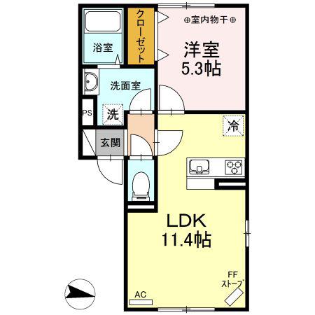 ルミエールN39 II(1LDK/1階)の間取り写真