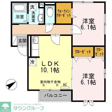 エスポワール三番館(2LDK/2階)の間取り写真