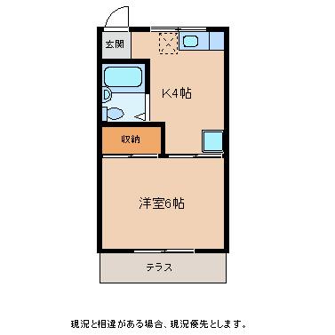 ハイツN(1DK/1階)の間取り写真
