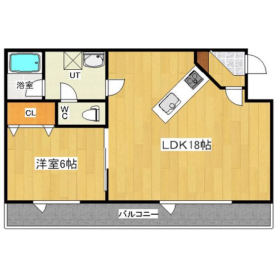 パセオさいわい(1LDK/2階)の間取り写真