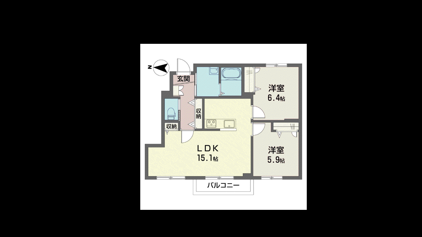 グラーティア(2LDK/1階)の間取り写真