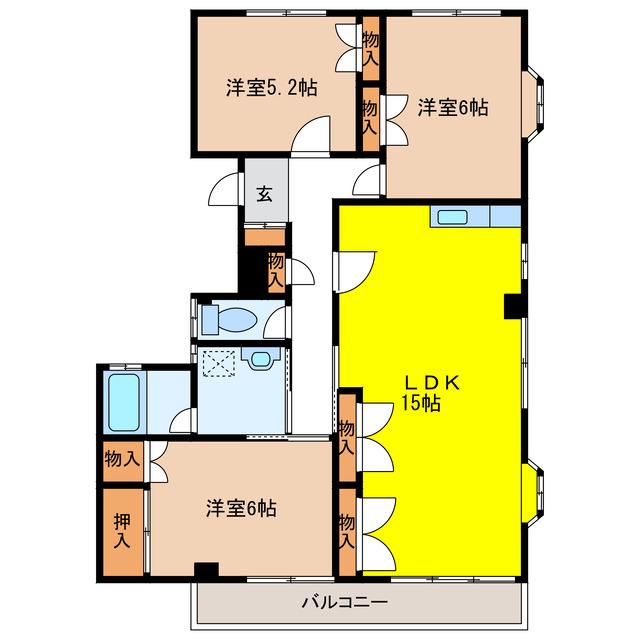 並木3丁目ダイゴハイツ(3LDK/3階)の間取り写真