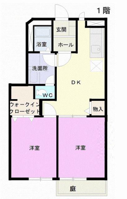 ピーチピット(2DK/1階)の間取り写真