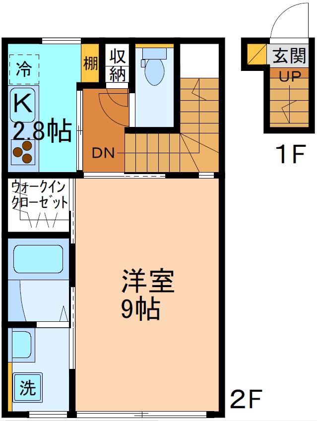 グランノア掛尾B棟(1K/2階)の間取り写真