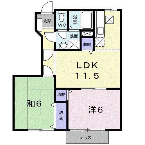 シャルマン1(2LDK/1階)の間取り写真