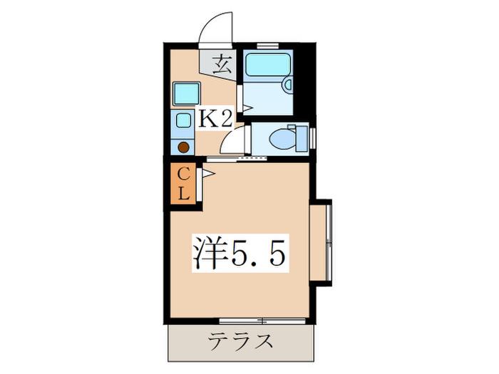 G・Aヒルズ港南中央(1K/1階)の間取り写真