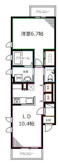 シティハイツ国立(1LDK/2階)の間取り写真