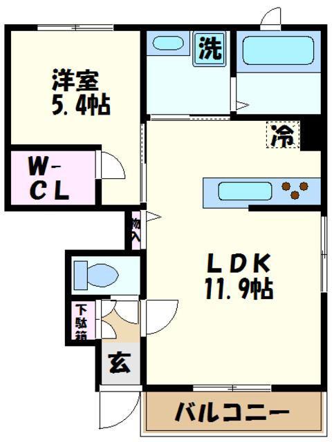 相鉄本線 二俣川駅 徒歩10分 2階建 築10年(1LDK/1階)の間取り写真